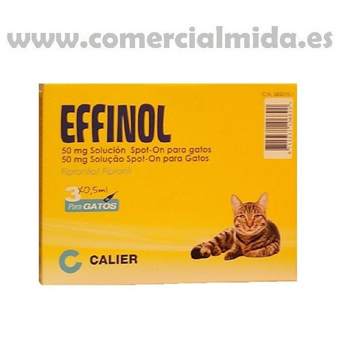3 Pipetas EFFINOL para gatos anti pulgas y garrapatas. Con fipronil.