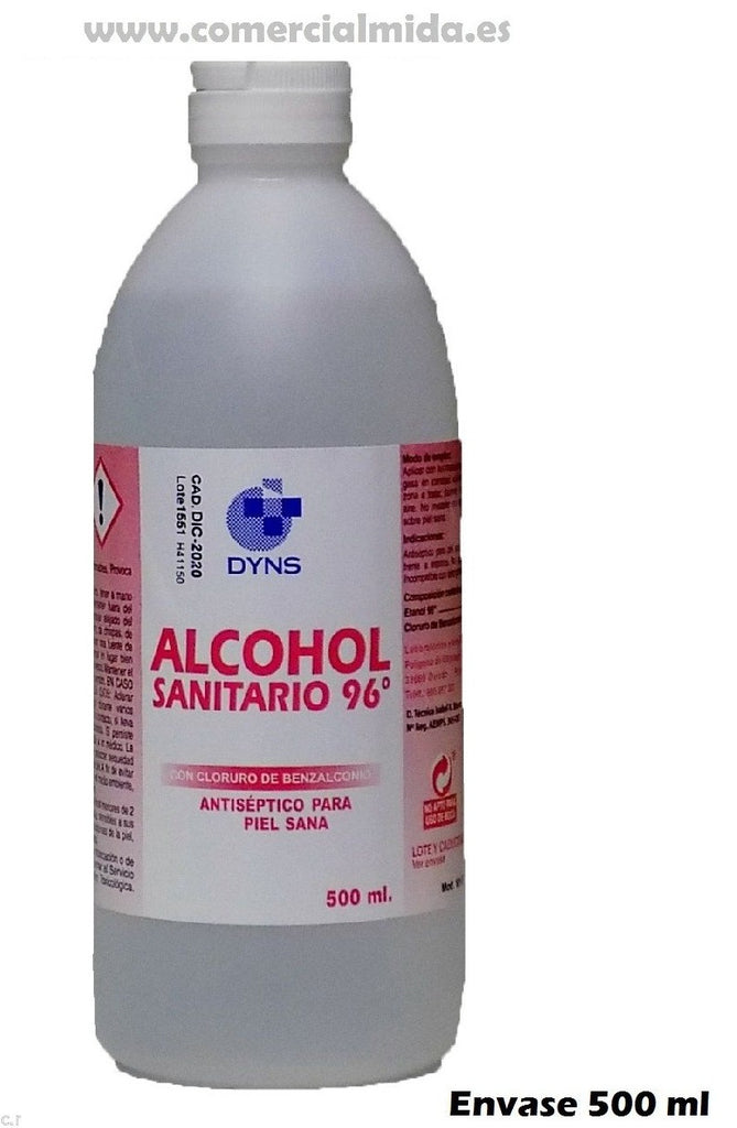 Alcohol Sanitario Antiséptico 96º. Bote de 500 ml.