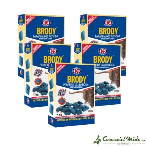 Brody Parafina Raticida Óvulos 11/13 gr 1kg pack de 5 unidades