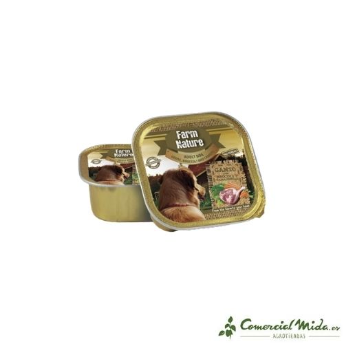 Farm Nature comida húmeda de ganso con brócoli y zanahorias para perros - 22 bandejas x 150gr/Unidad