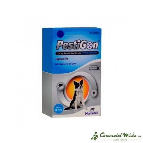 Caja 4 pipetas PESTIGON perros 10-20Kg anti pulgas y garrapatas