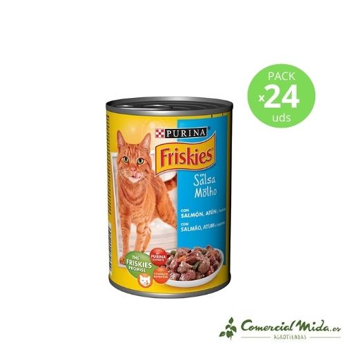 Purina Friskies Salmón&Atún en salsa para gatos (24x400gr)