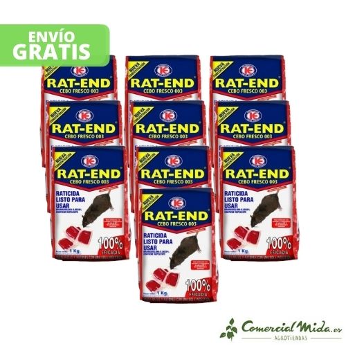 RAT-END raticida cebo fresco 1 kg pack de 10 unidades
