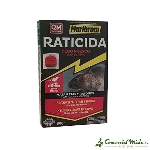 Raticida en cebo fresco contra ratas y ratones MURIBROM 150 gramos