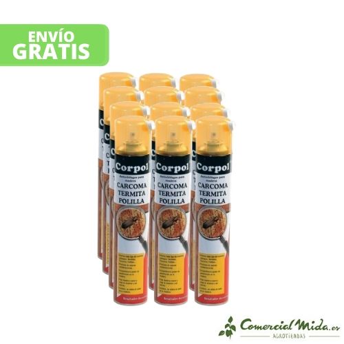 Spray CORPOL 500ml tratamiento para madera anti carcoma, termita y polilla pack de 12 unidades
