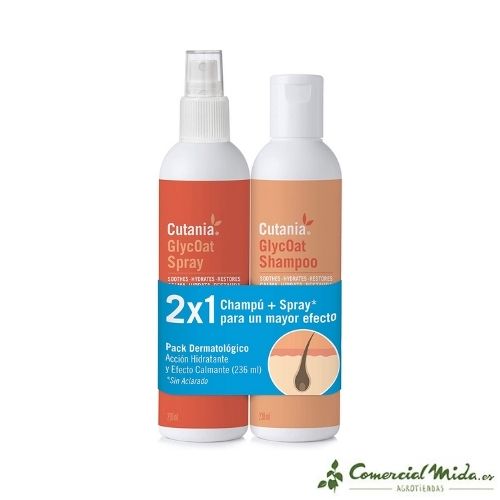 Cutania GlycOat Champú 236 ml + Spray para perros, gatos y caballos de Vetnova